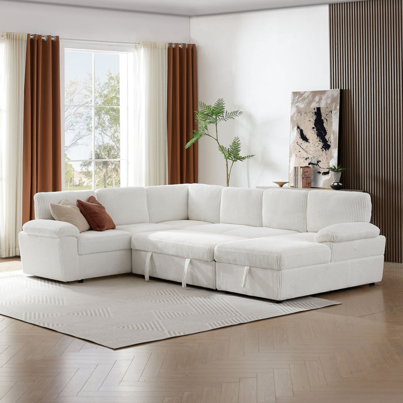 Oversized Modular Storage Sectional Sofa Couch For Home Apartment Office Living Room,Free Combination L/U Shaped Corduroy Upholstered Deep Seat Furniture Convertible Sleeper Sofabed RIGHT