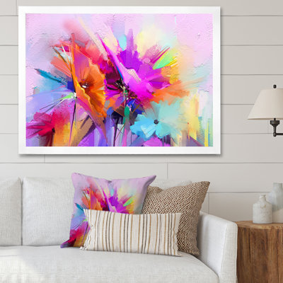 Abstract Paintbrush Spring Flower Bouquet XI - Painting on Canvas