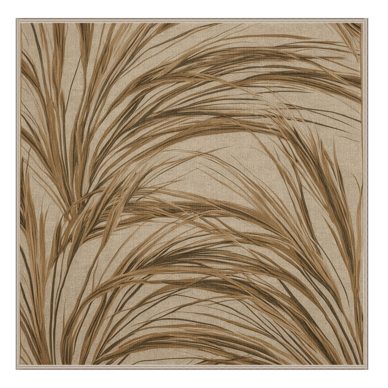 Machine Washable Botanical Brown Area Rug, Square 6'