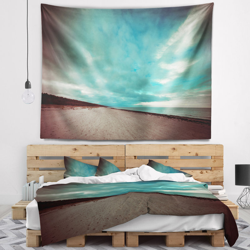Tapisserie de mer baltique en chute de mer blue shore, H 32 po x l 39 po