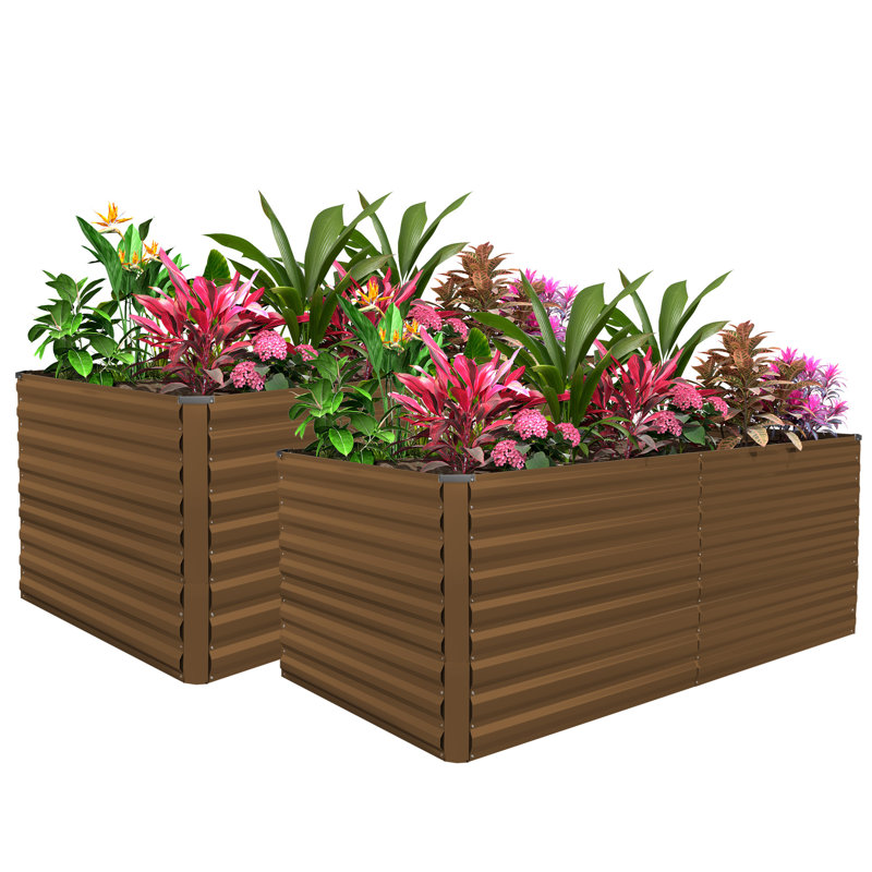 8x4x3 ft (approximately 2.4x1.2x0.9 m) Galvanized Raised Garden Bed, Outdoor Planting Planter, Large Metal Raised Bed for Gardening, Vegetables, Flowers