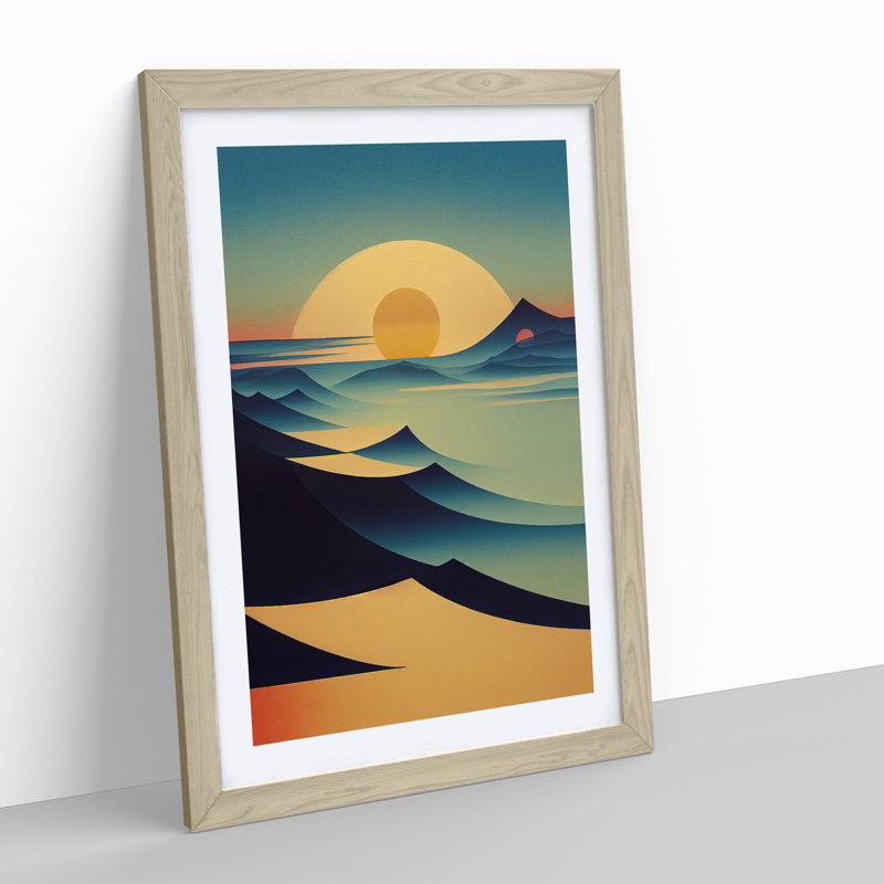 Abstract Mountain Sunset No.2 - Single Picture Frame Print, 64cm H x 46cm W x 2cm D, Oak Framed