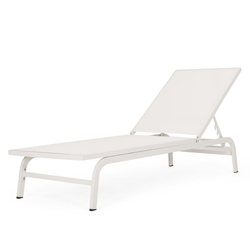 Outdoor Chaise Lounge Pair In White Color - Mesh, Aluminum Frame, Hand-Crafted, Assembly Needed Two Mesh Fabric, Handmade Details, Required
