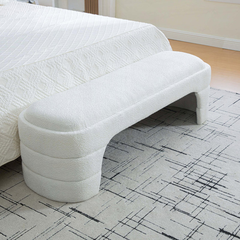 Banc de chambre rembourré sans accoudoirs de 64,96 po de largeur, Blanc