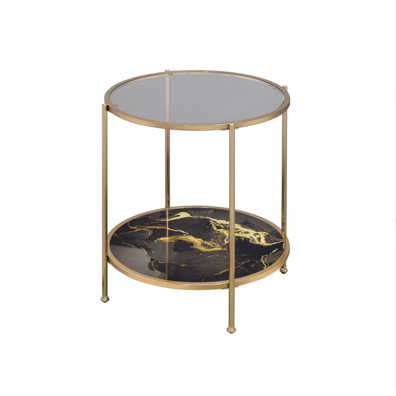 Charmante table de bout en marbre et en verre avec une construction durable et un attrait polyvalent