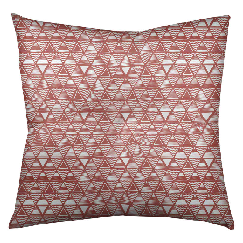 Coussin de sol classique à motif de triangles dessinés à la main, 30 po x 30 po, Rouge