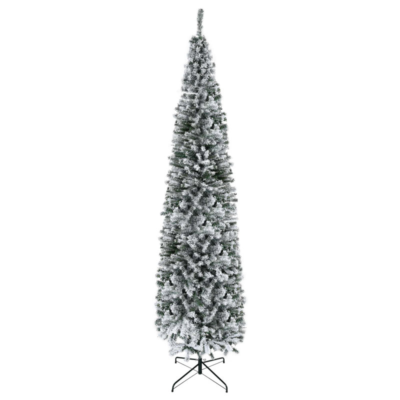 Grand arbre de Noël artificiel enneigé avec flocons de neige, H 9 pi