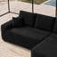 Canapé d'angle modulaire 2 places, 173 cm de long, en tissu peluche noir, monobloc, aucun assemblage requis