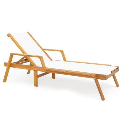 2 Pcs Outdoor Chaise Lounge With Adjustable 5-position Backrest Solid Wood Frame by Ebern Designs