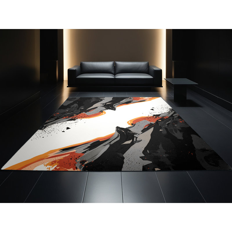 Tapis noir moelleux et moelleux Fairwinds Fire Wasteland, 7 x 9