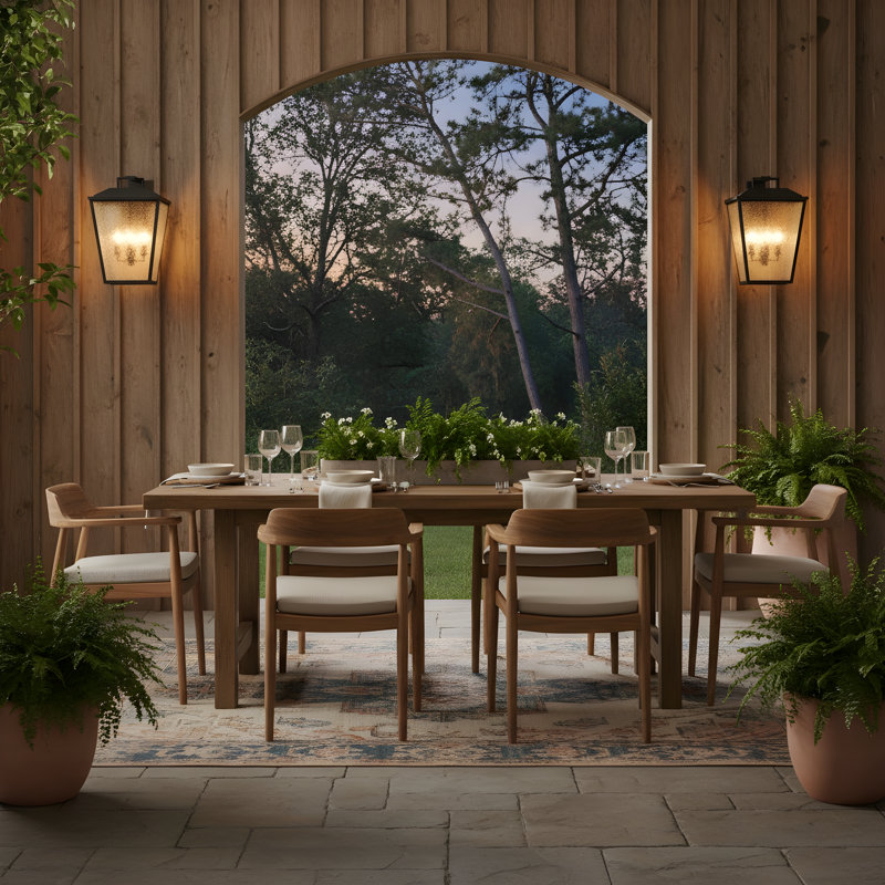 Kennewick Outdoor Fixture With Clear Seeded Shade, 4 Lights, Textured Black, 19" H x 12.5" W x 14" D