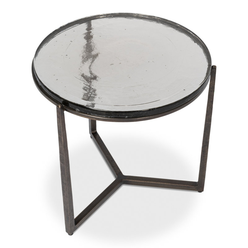 Dorsey Glass Top End Table, 22" H x 23" W x 22" D