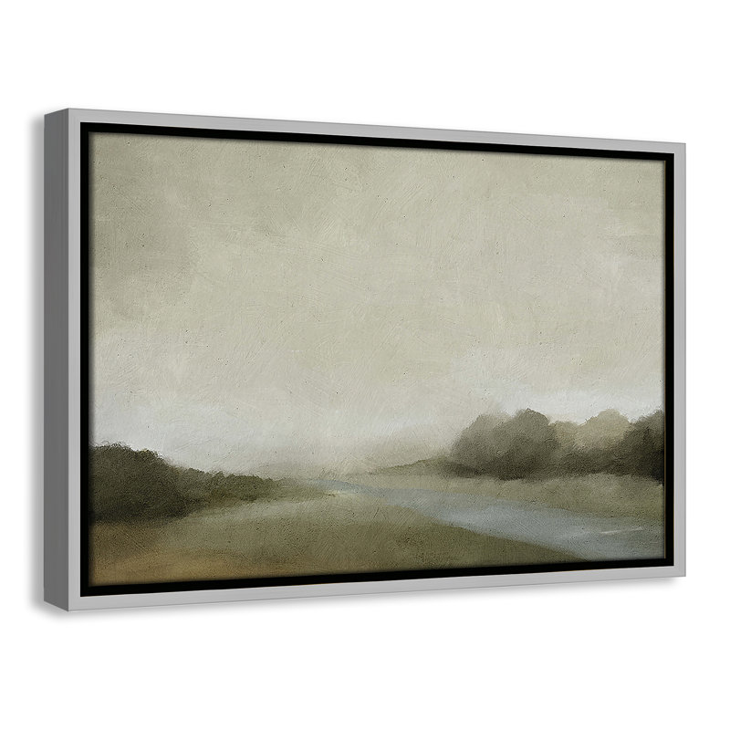Vanora "Lovers Creek" Watercolor Floater Frame Painting , 13.5" H x 19.5" W, Silver
