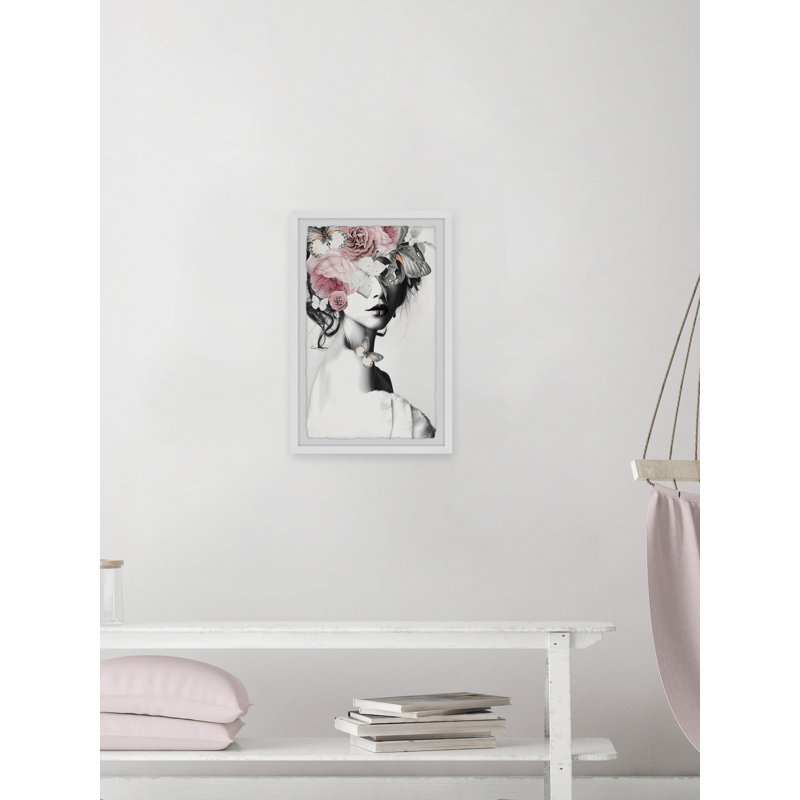 Pinky Floral Beauty by Parvez Taj - 1 Piece Single Picture Frame Wall Art, 45cm H x 38cm W