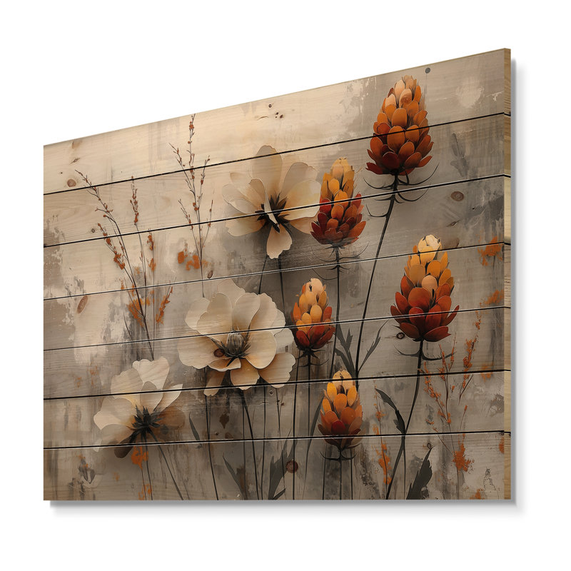 The Winter Wild Thistle Bloom II - Thistle Wood Wall Art - On Natural Pine Wood, 10" H x 20" W x 0.78" D