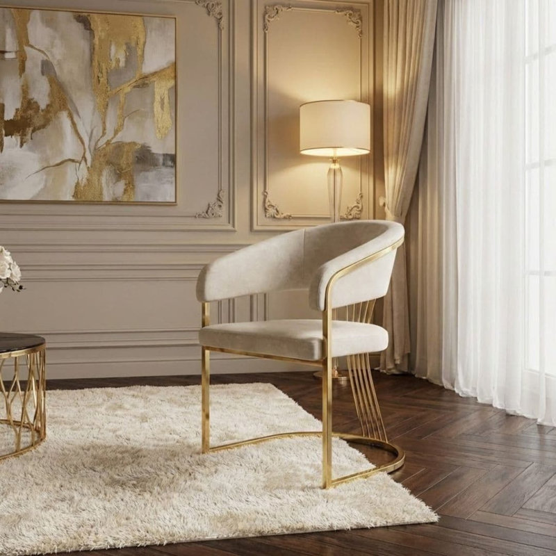 Leather Upholstered Dining Chair, Cream