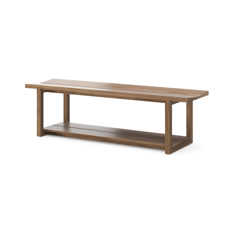 KAVA Solid Wood Storage Bench, Natural Walnut
