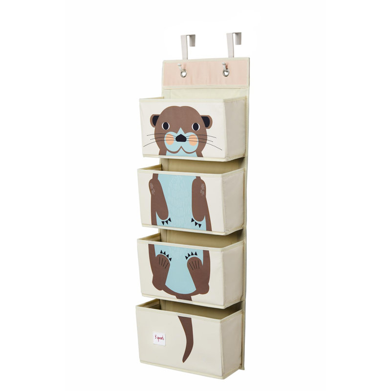 Otter Beige and Brown Fabric Over-the-Door Hanging Organizer