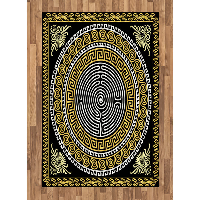 Geometric High Density Long Fiber Poly Threads Decorative Area Rug Carpet, Rectangle 4' x 5'8"
