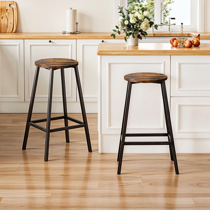 Counter Stool with Metal Frame, Brown/Black