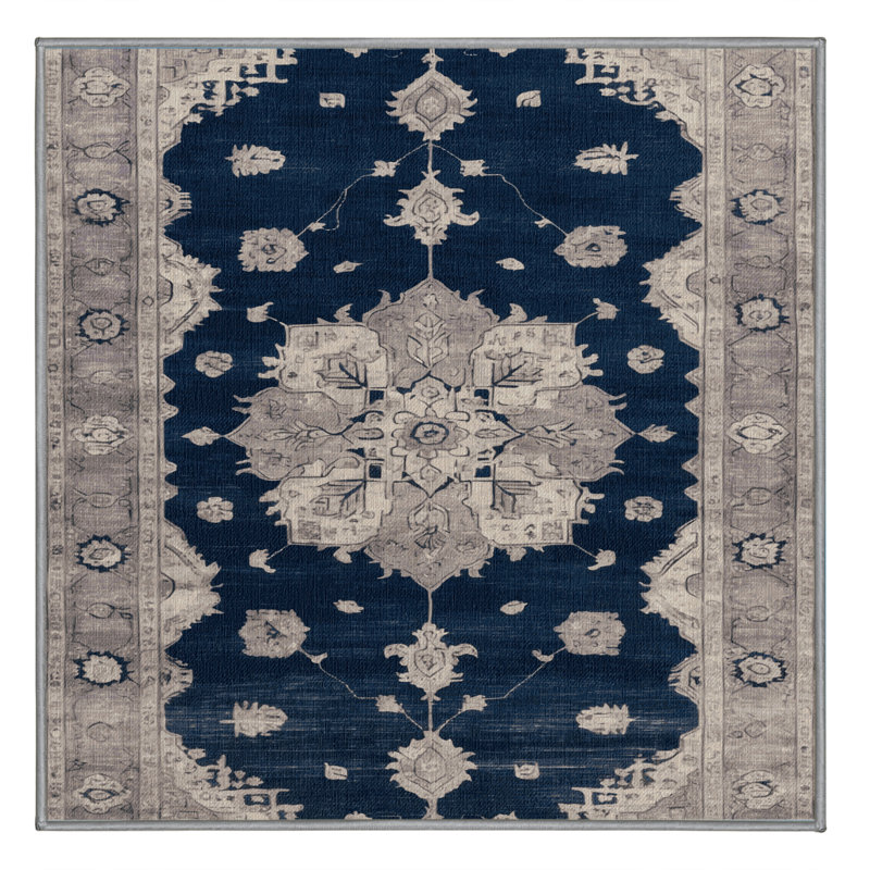Tapis gris lavable à la machine, Carré 7 pi