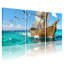 Ensemble de 3 impressions sur toile, voilier nautique, océan, vagues, bleu ciel, eau bleue-917974330