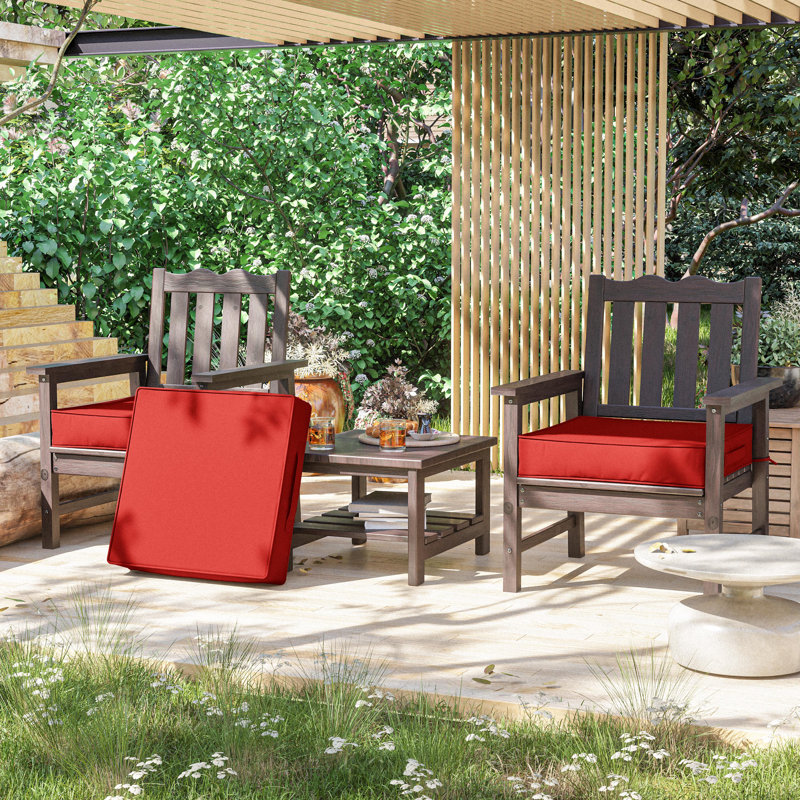 Outdoor 5” Seat Cushions And 24”X24” Outdoor Cushions Dining Seat Cushions , Red