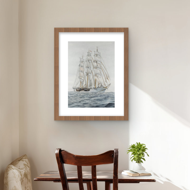 Envoi par un jour nuageux - décor encadré mat marine, Brown
