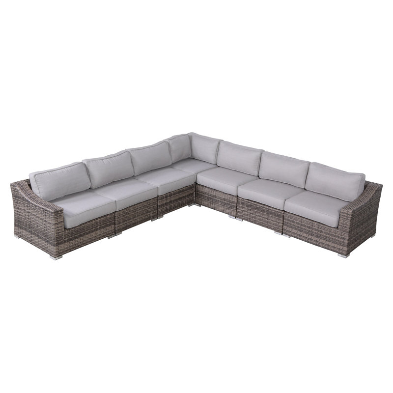 Biles Wicker Fully Assembled 6 - Person Seating Group with Cushions, Mixed Grey