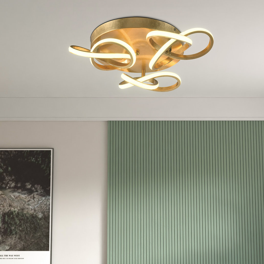 3 - Light 20.07'' Unique/Statement Geometric LED Flush Mount Orren Ellis