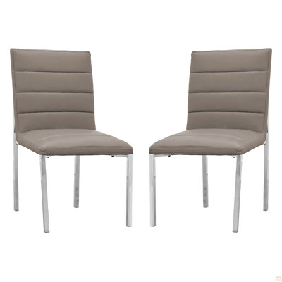 Chaise de salle à manger 23 pouces en similicuir avec pieds chromés, ensemble de 2