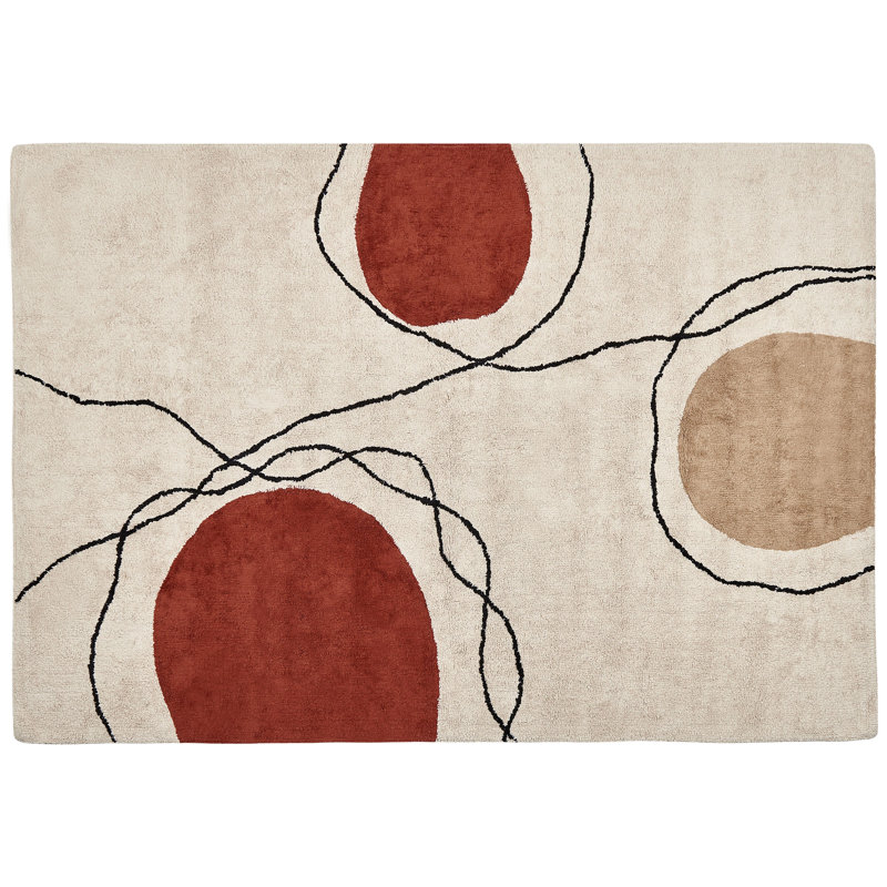 Aleph Abstract Cotton Hand Woven Area Rug, Rectangle 160cm x 230cm