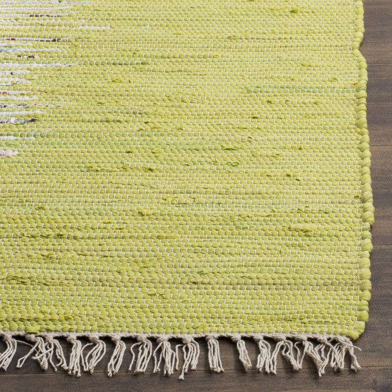 Tapis tissé à plat à la main ivoire / calcaire Paynter, Tapis de couloir 2 pi 3 po x 7 pi