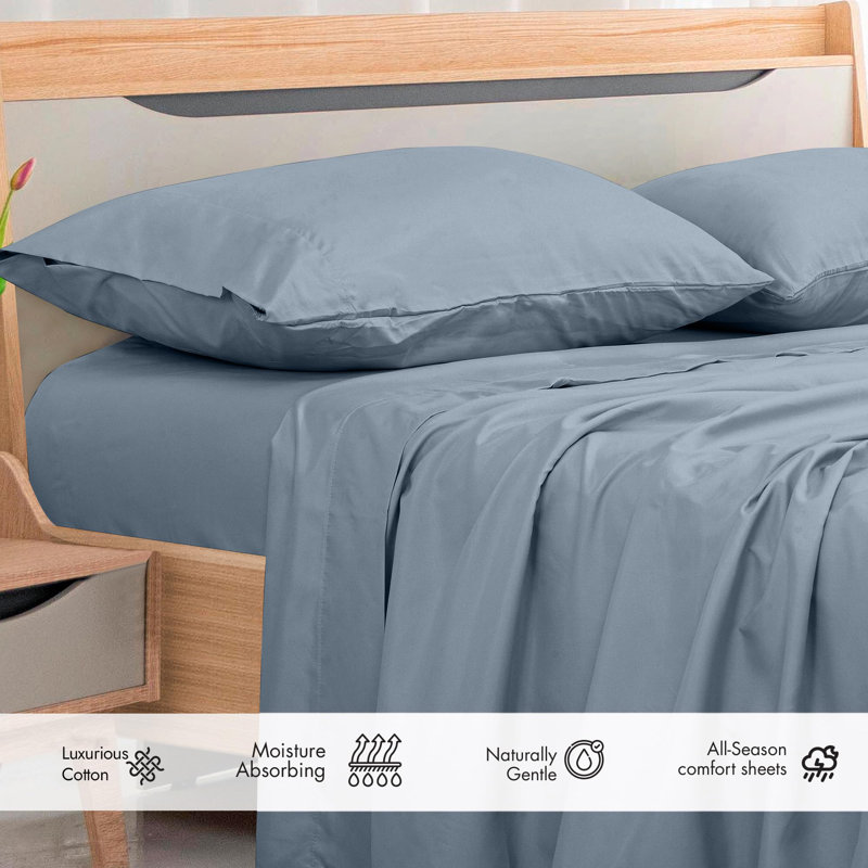 Royale Linens 300 Thread Count 100% Long Staple Combed Cotton Flat Sheet - Super Soft - Top Sheets - Flat Sheet Sold Separately - Breathable, Cool & Crisp Percale Sheets Only