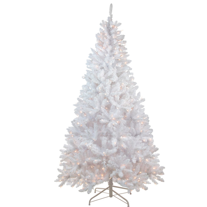 6' Pre-Lit Medium Flocked White Pine Artificial Christmas Tree - Clear Lights, 6' H