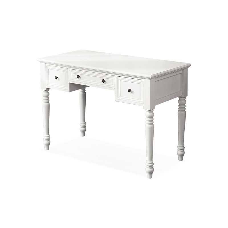 White Rectangular Solid Wood with 3 drawers desk, 31.1" H x 47.24" W x 23.62" D