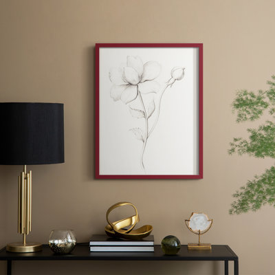 Reproduction florale rétro, impression encadrée, bois massif