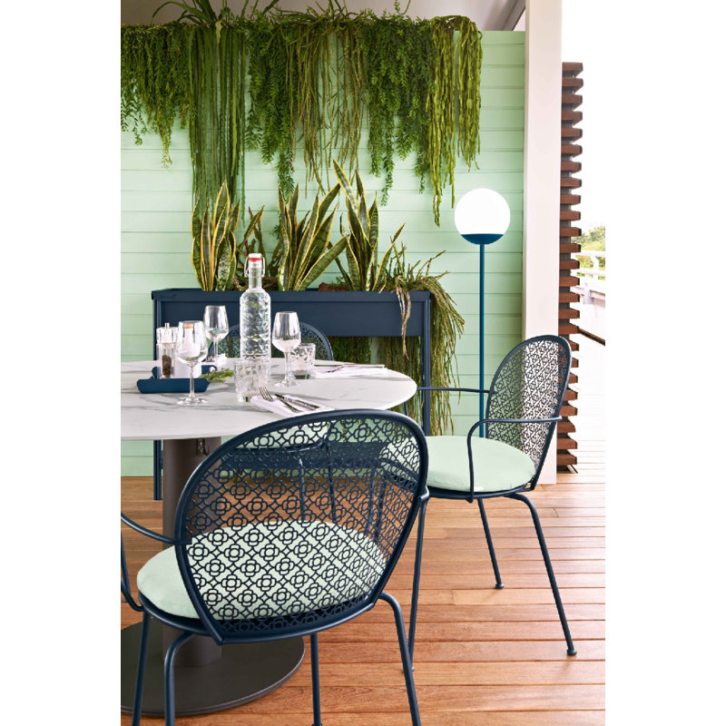 Terrazza Metal Planter, 35.5" H x 47" W x 12" D, Deep Blue