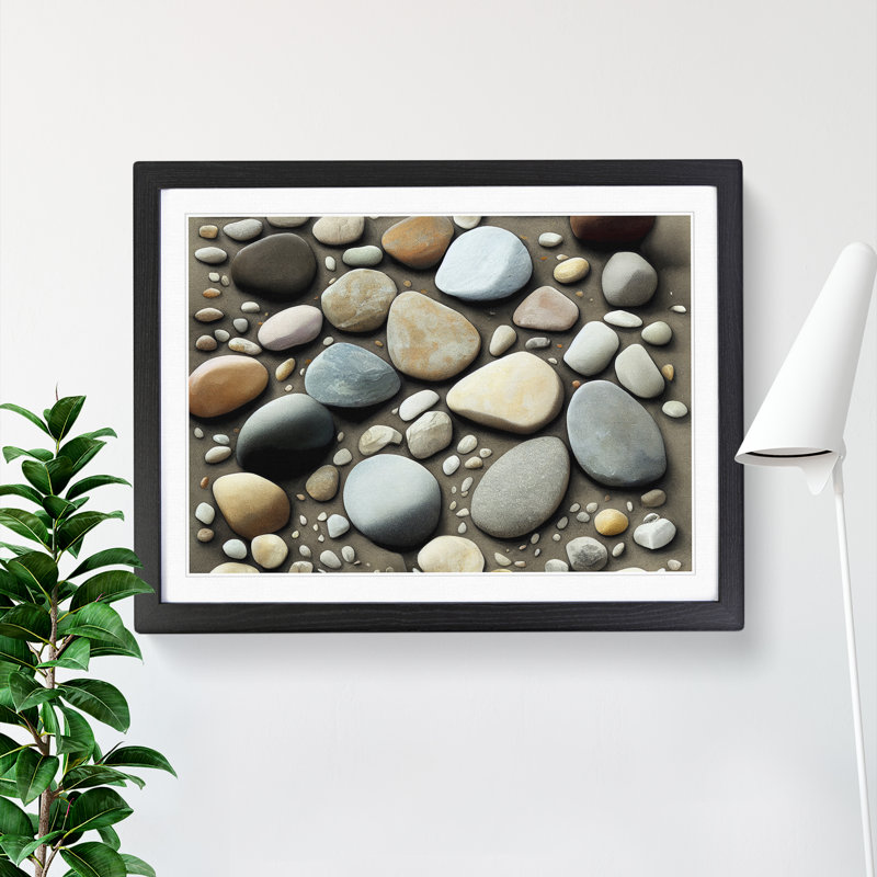 Great River Pebbles - Print, 46cm H x 64cm W, Black