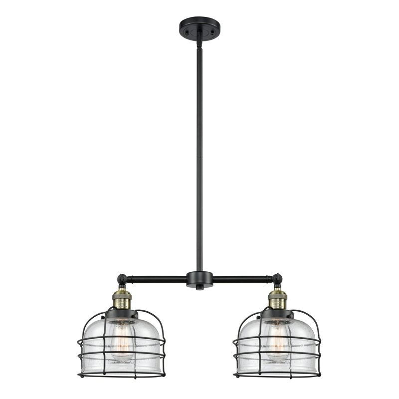 Shufelt 2 - Light Kitchen Island Pendant, 6 Watt Vinage LED Bulb, Seedy, Black Antique Brass