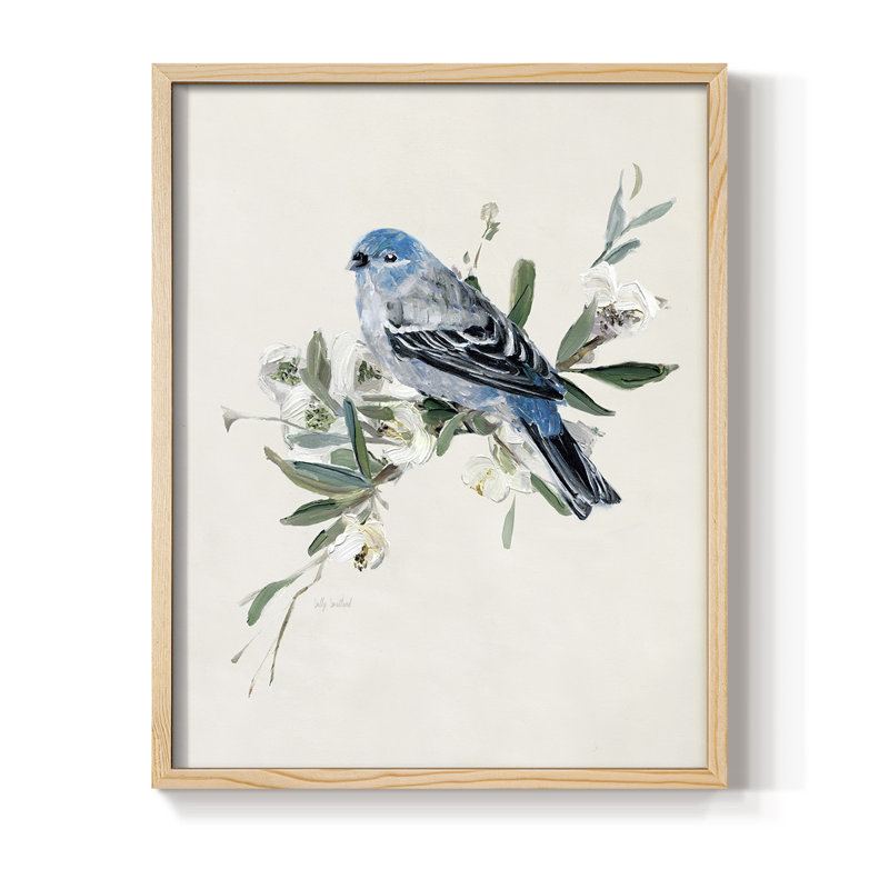 «Bluebird Happy II», reproduction encadrée - bois massif, H 11 po x l 9 po, Naturel