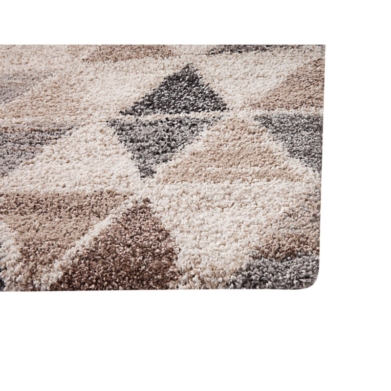 Tapis géométrique tissé à la machine rectangulaire en jute noir / brun / beige 5 pi 3 po x 7 pi 6 po Loralye