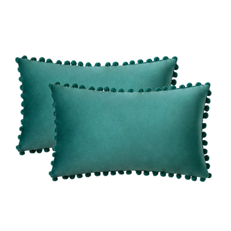Housse de coussin en velours, Sarcelle, Housse de coussin seulement - sans coussin, Rectangle 14 po x 20 po
