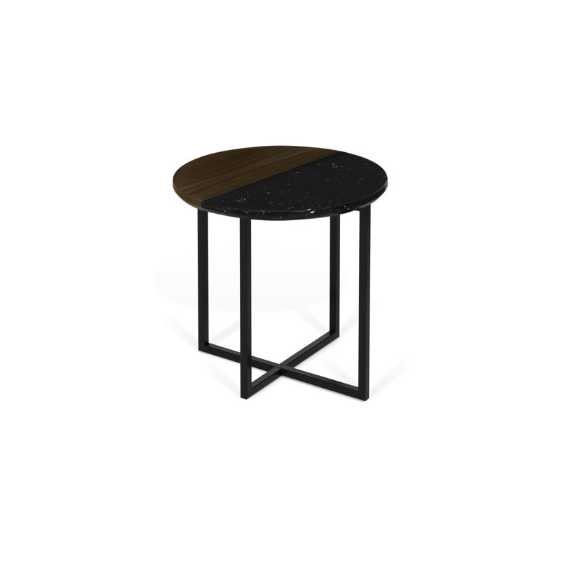 Shirish Cross Legs End Table, Walnut Veneer/Black