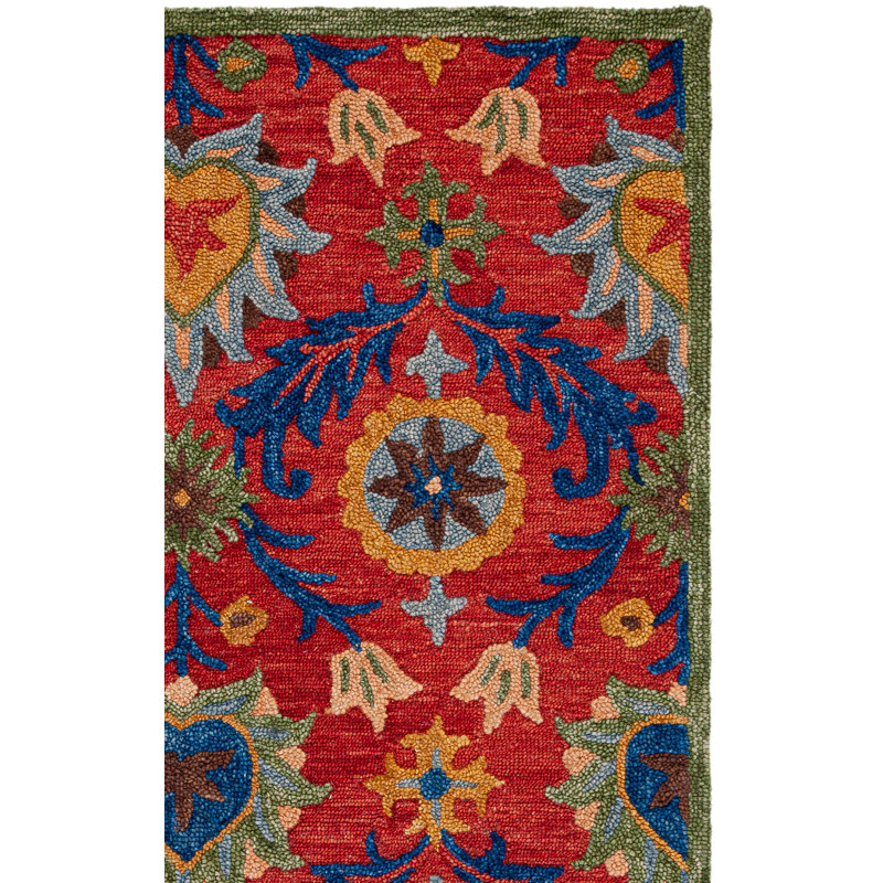 Tapis rouge / bleu / jaune touffeté à la main Gulledge, Rectangle 4 pi x 6 pi