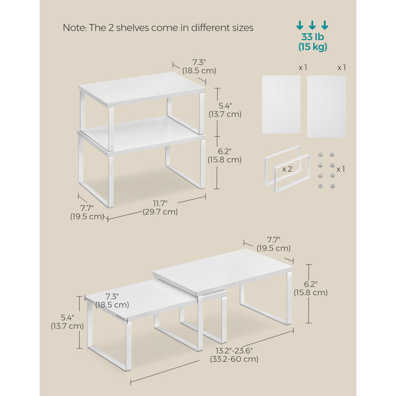 Cabinet Organizer Shelf, 11.7" W, Cloud White/Snow White