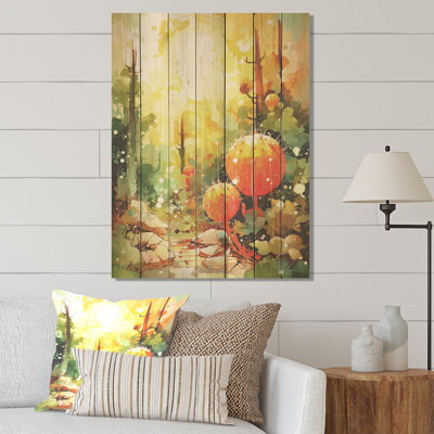 Cactus orange et vert - Cactus floral sur bois
