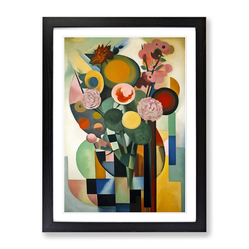 Bauhaus Flowers Vol.3 - Single Picture Frame Print, 64cm H x 46cm W, Oak
