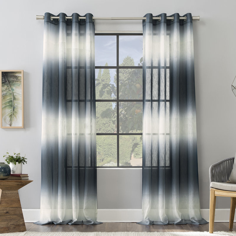 Paire de rideaux transparents avec œillets Scott Living Atlantic, Bleu, L 52 po x L 84 po