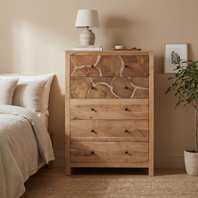 Solid Wood Tree Trunk 5-Drawer Chest